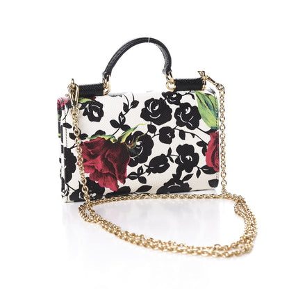 Dolce & Gabbana Dauphine Flower Printed Wallet On Chain Black White 2 of 10