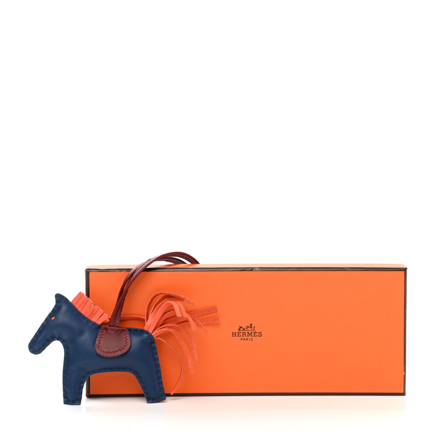 Hermes Milo Lambskin Grigri Rodeo Horse Bag Charm PM Bleu de Malte Rouge H Peony 5 of 5