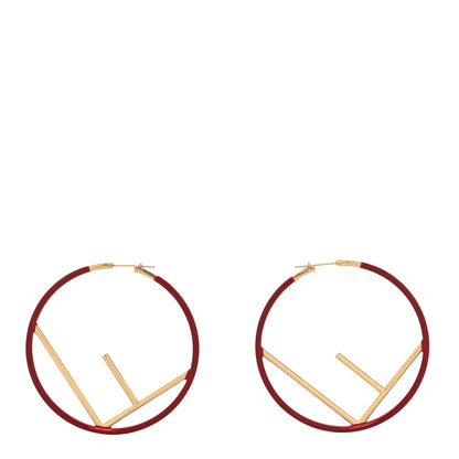 Fendi Metal Enamel Large F is Fendi Hoop Earrings Red Gold 1 of 5