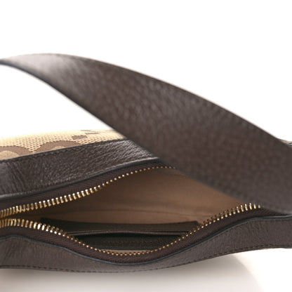 Gucci Monogram Jumbo GG Textured Dollar Calfskin Web Mini Ophidia Half Moon Hobo Camel Ebony New Acero 4 of 9