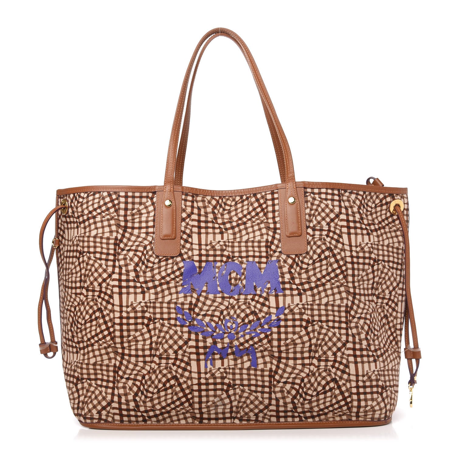 MCM Visetos Large Liz Reversible Shopper Tote Cognac 3 of 10