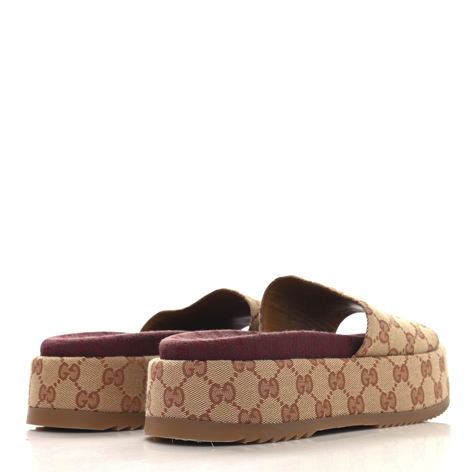 Gucci Canvas GG Monogram Angelina Platform Slide Sandals 40 Beige Ruggine 5 of 9