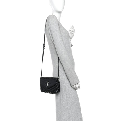 Saint Laurent Calfskin Y Quilted Monogram Toy Loulou Crossbody Bag Black 2 of 13
