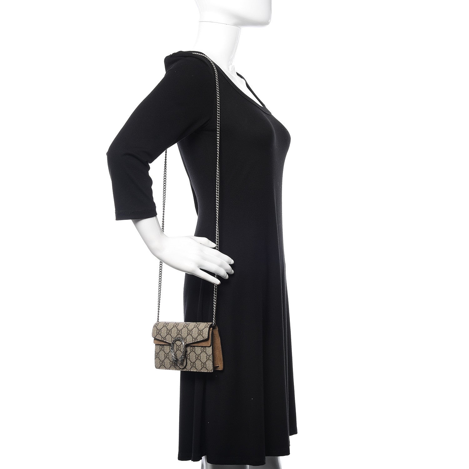 Gucci GG Supreme Monogram Super Mini Dionysus Shoulder Bag Taupe 2 of 12