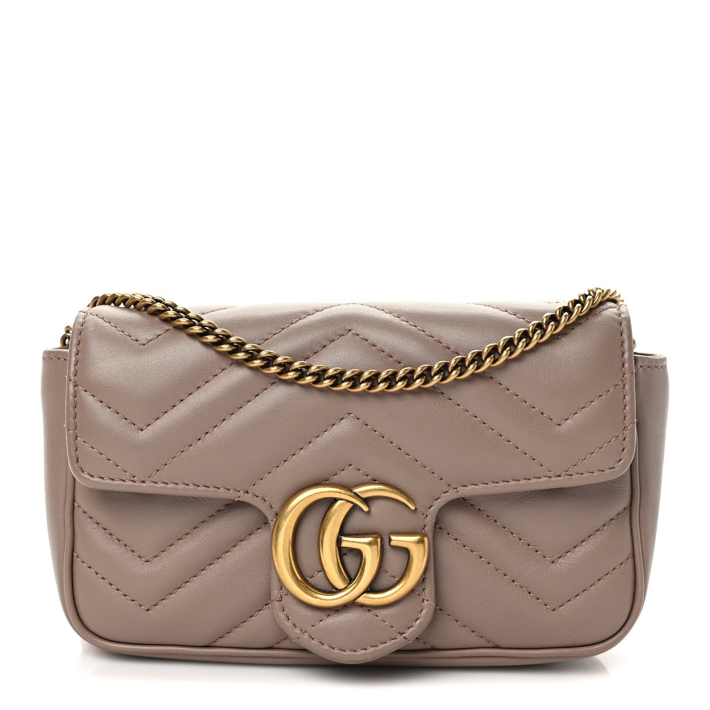 Calfskin Matelasse Super Mini GG Marmont Shoulder Bag Porcelain Rose