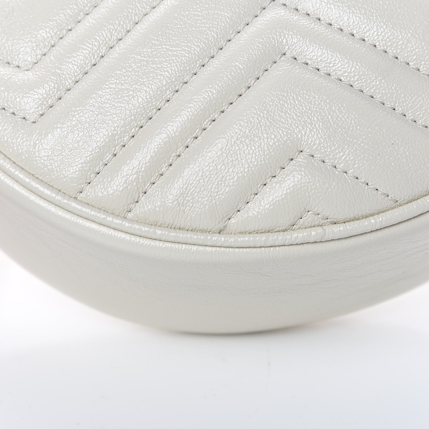 Gucci Calfskin Matelasse Mini GG Marmont Round Shoulder Bag White 12 of 12