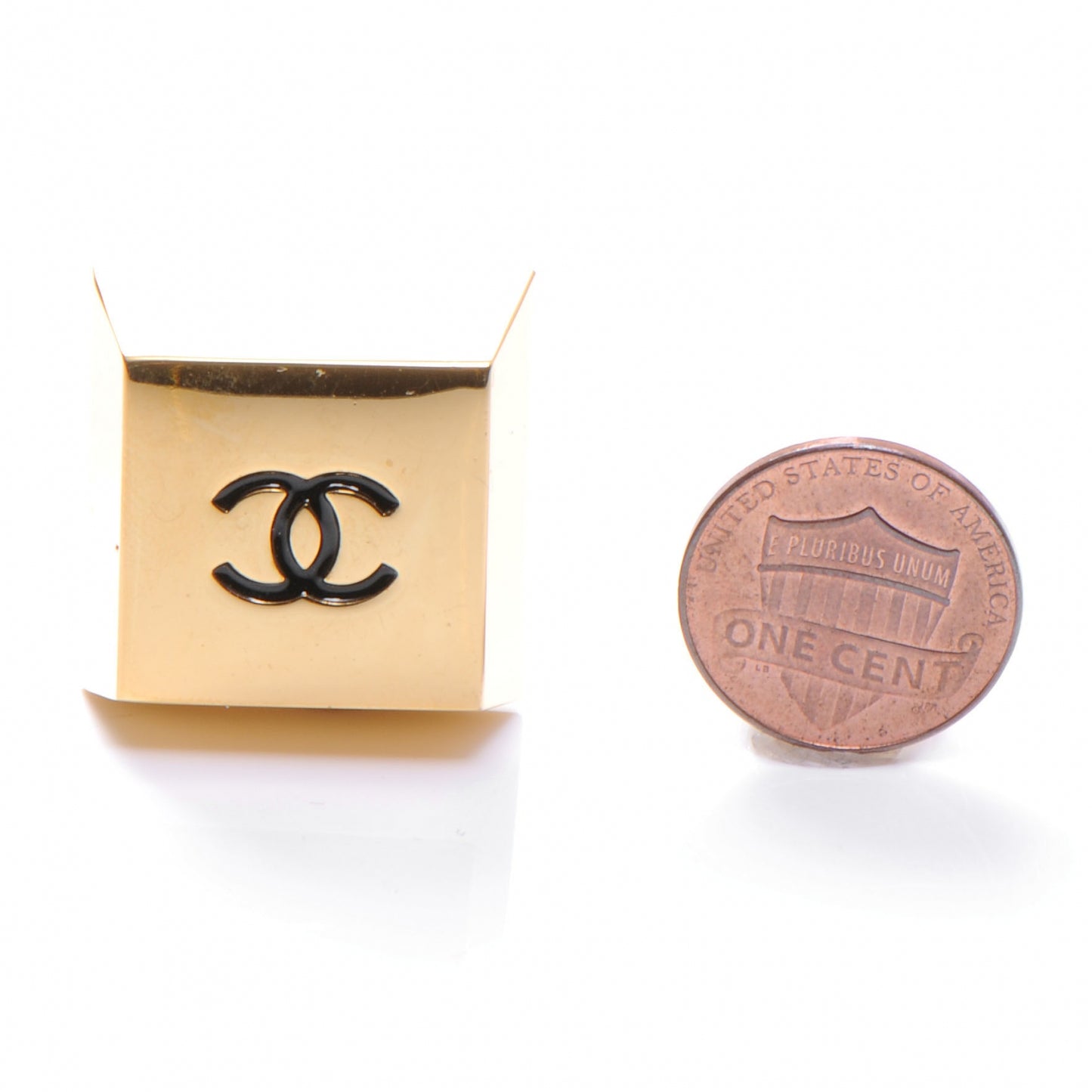 CC Square Clip On Earrings Gold