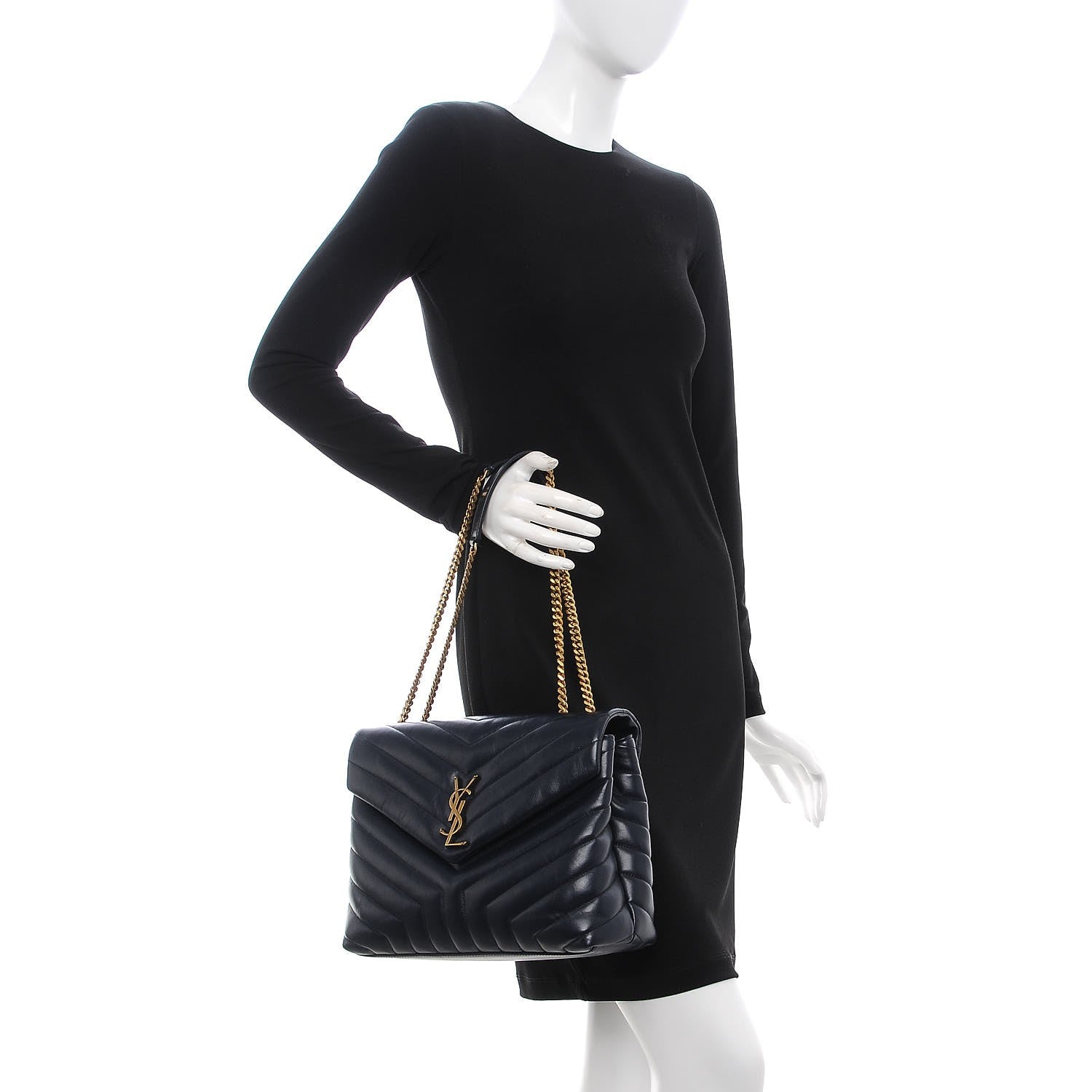 Saint Laurent Calfskin Y Quilted Monogram Medium Loulou Chain Satchel Medium Blue 2 of 8