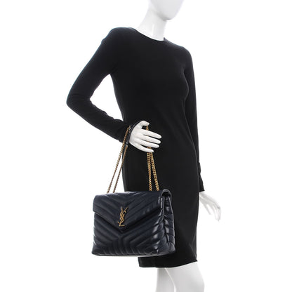 Saint Laurent Calfskin Y Quilted Monogram Medium Loulou Chain Satchel Medium Blue 2 of 8