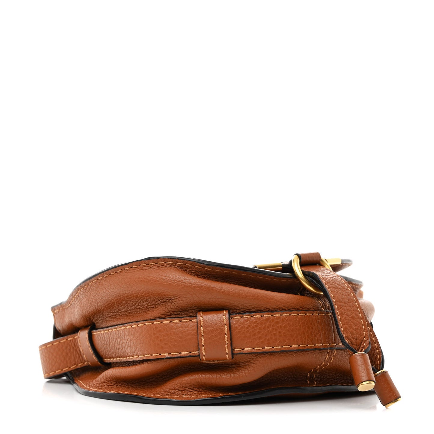 Grained Calfskin Small Marcie Saddle Bag Tan