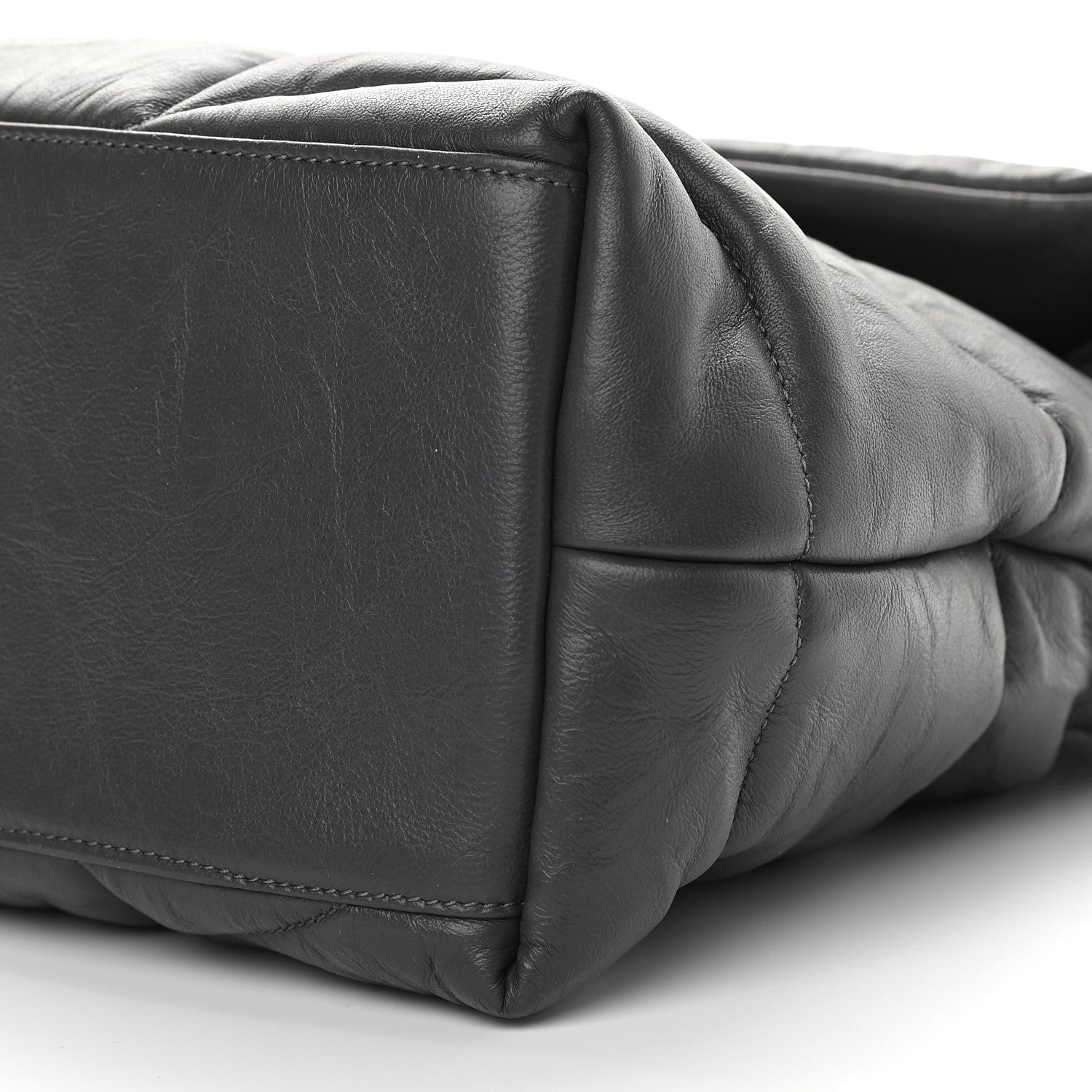 Saint Laurent Calfskin Quilted Medium Loulou Puffer Monogram Chain Satchel Concrete 9 of 9