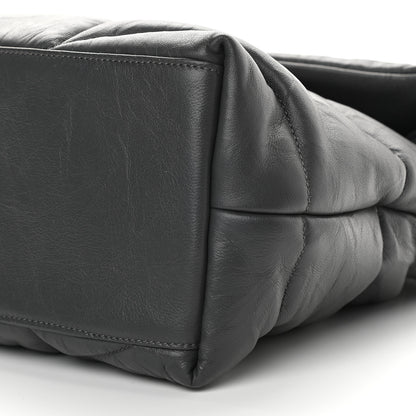 Saint Laurent Calfskin Quilted Medium Loulou Puffer Monogram Chain Satchel Concrete 9 of 9