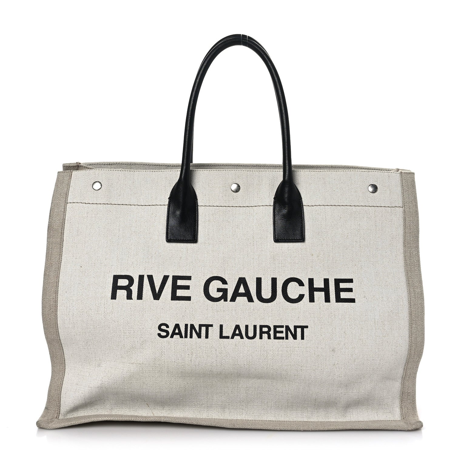 Saint Laurent Linen Calfskin Rive Gauche Tote Optic White 1 of 9