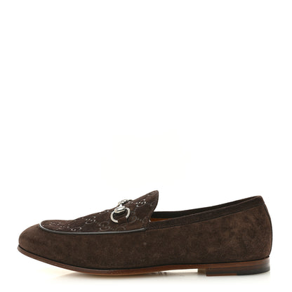 Gucci Luxury Suede GG Monogram Horsebit Mens Jordy Loafers 9 Night Cocoa 1 of 10