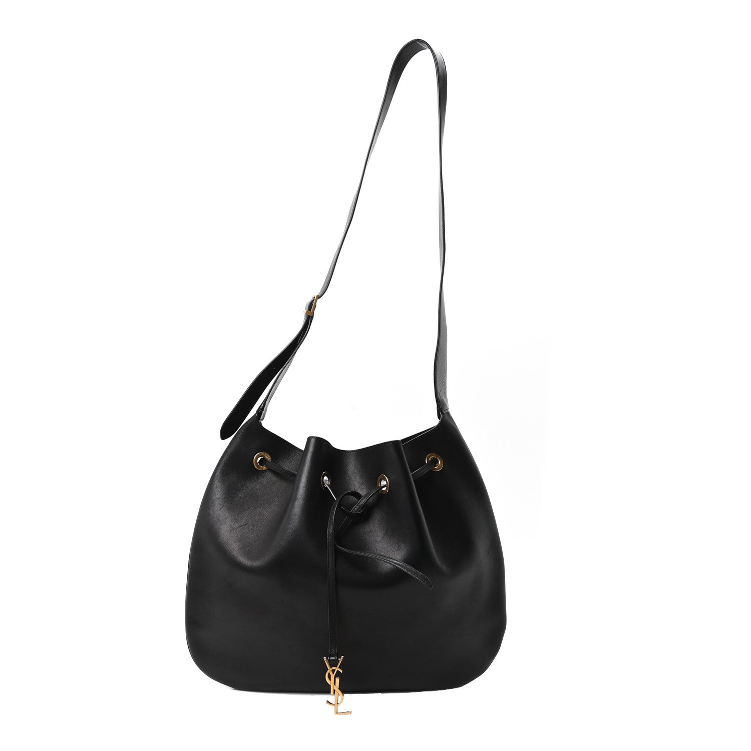 Saint Laurent Smooth Calfskin Paris VII Large Flat Hobo Black 1 of 11