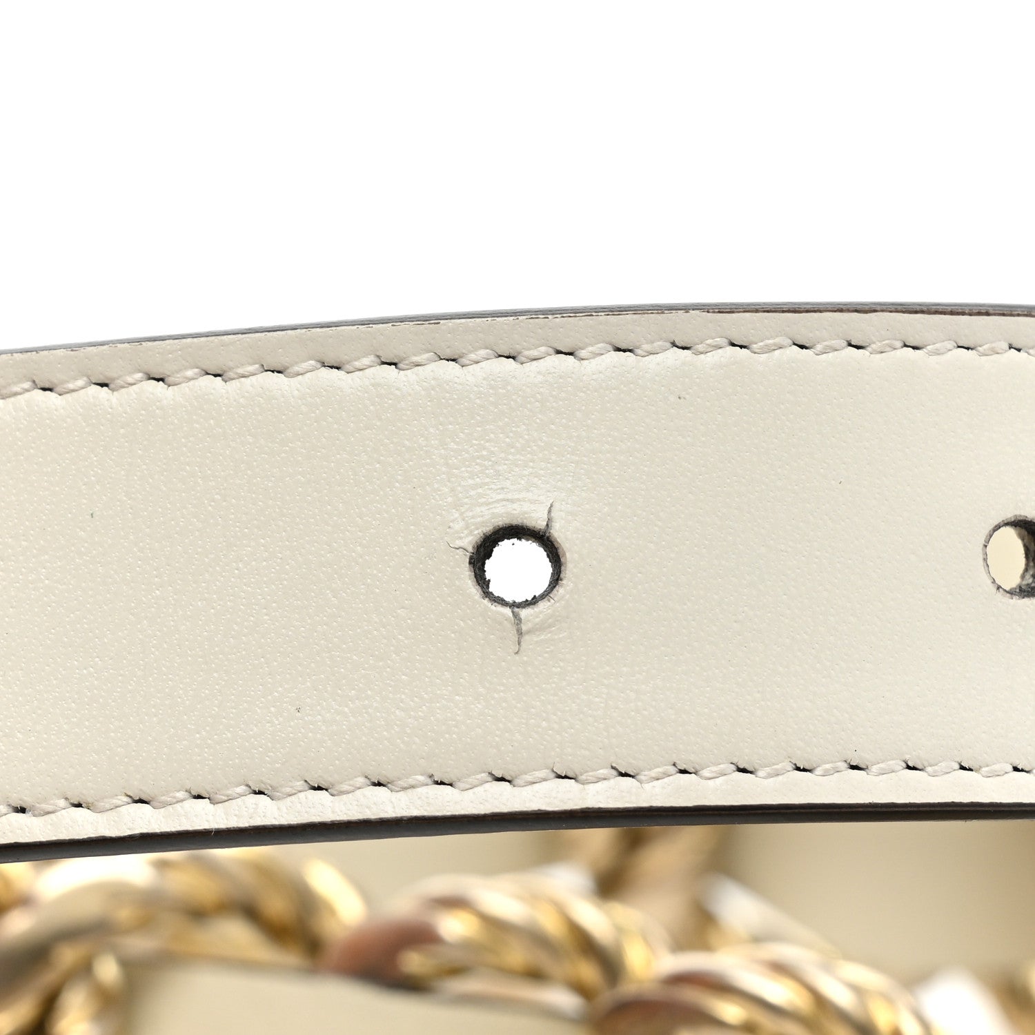Gucci Calfskin Torchon Double G Chain 25mm Belt 85 34 Mystic White 7 of 7