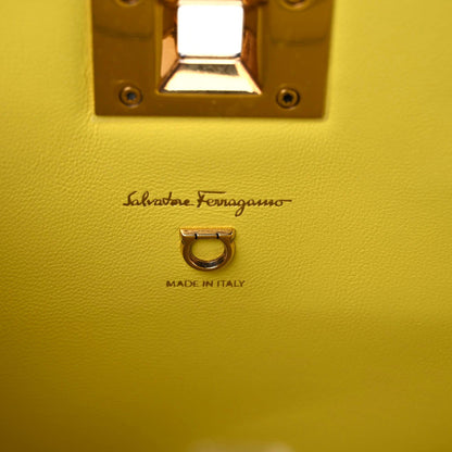 Salvatore Ferragamo Hammered Calfskin The Studio Box Bag Yellow 5 of 8