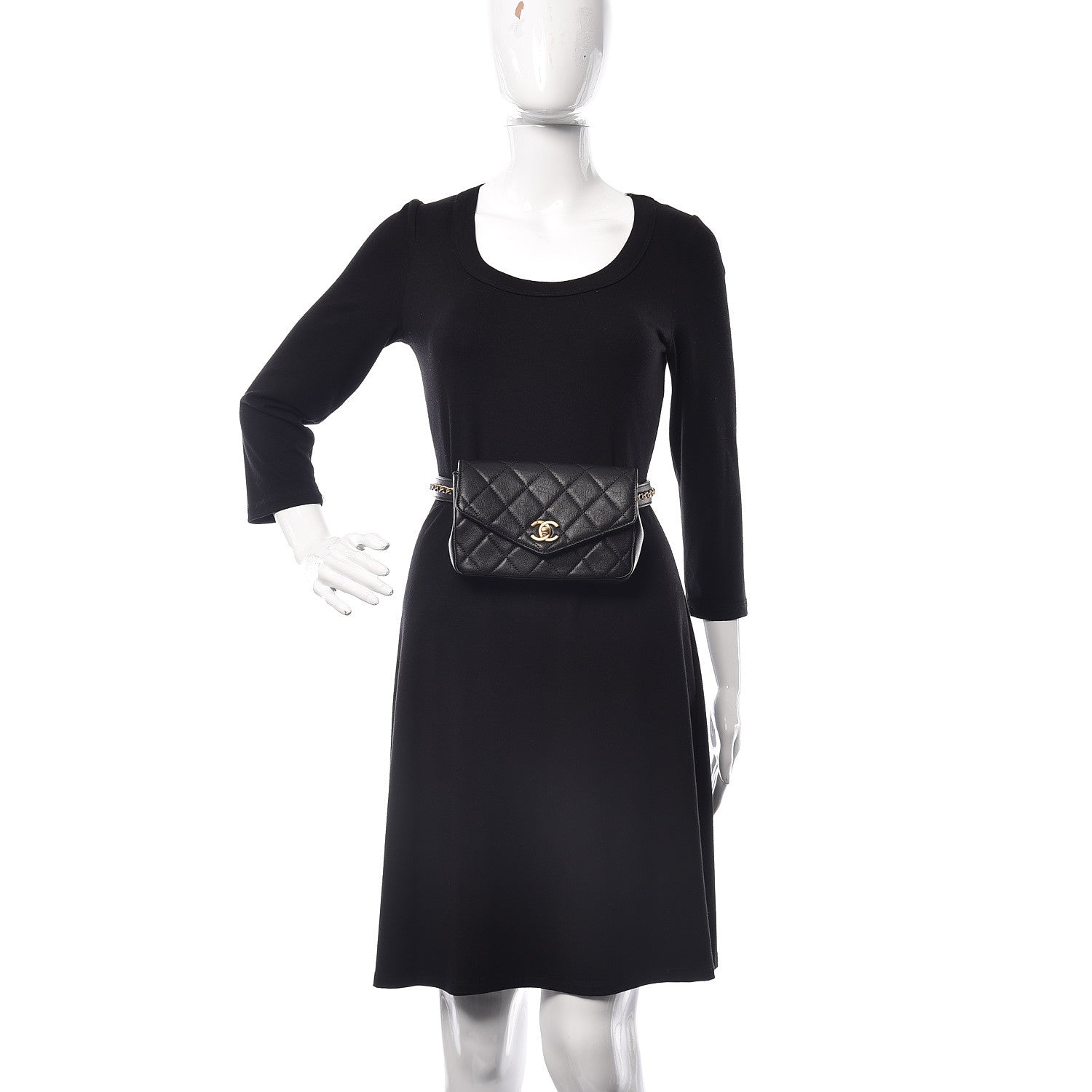 Chanel Calfskin Quilted Flap Waist Bag Black 2 of 9