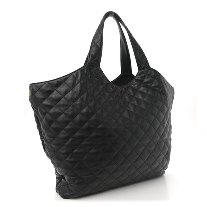 Saint Laurent Lambskin Quilted Maxi Icare Shopping Tote Black 5 of 23