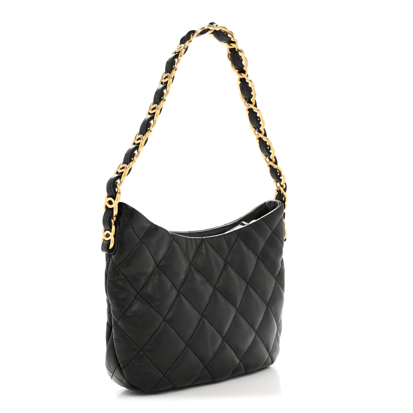 Lambskin Quilted CC Links Hobo Black