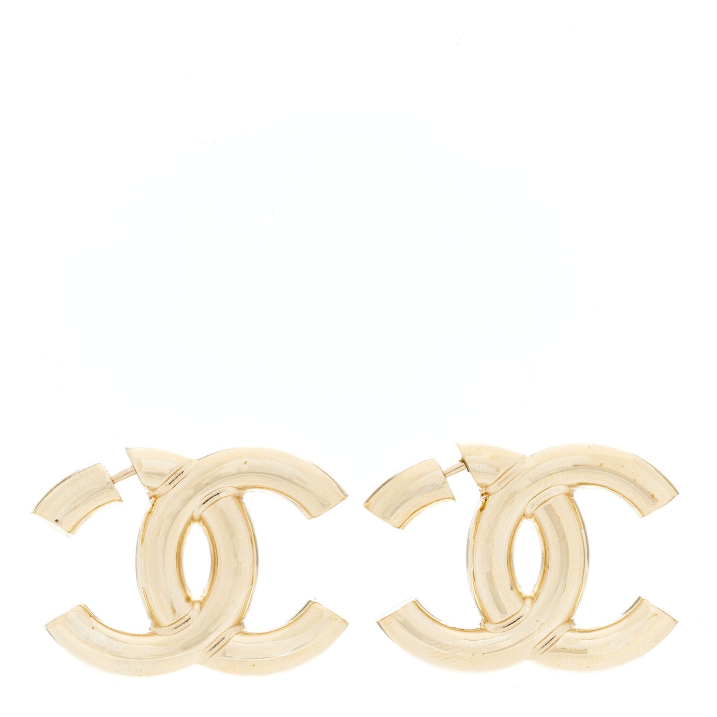 Metal Large CC Earrings Light Gold