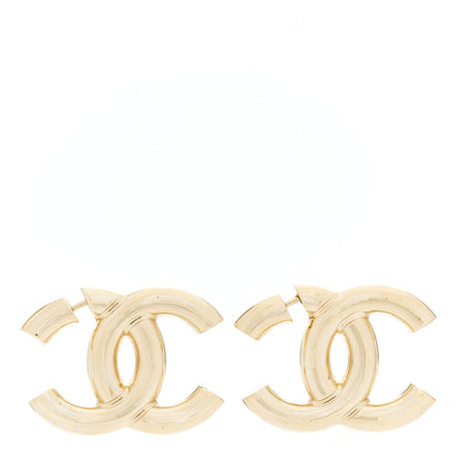 Chanel Metal Large CC Earrings Light Gold 1 of 5