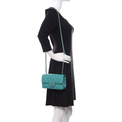 Chanel Caviar Quilted Mini Rectangular Flap Turquoise 2 of 9