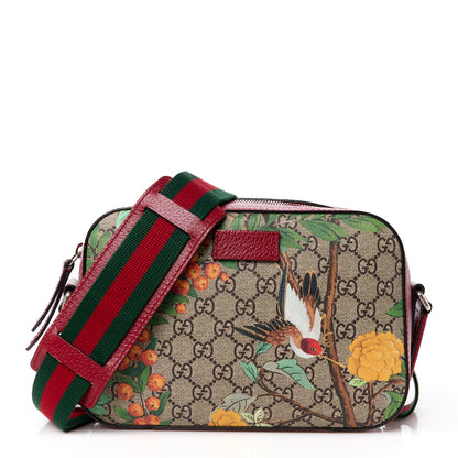 Gucci GG Supreme Monogram Tian Web Camera Bag Beige Multicolor Red 1 of 15