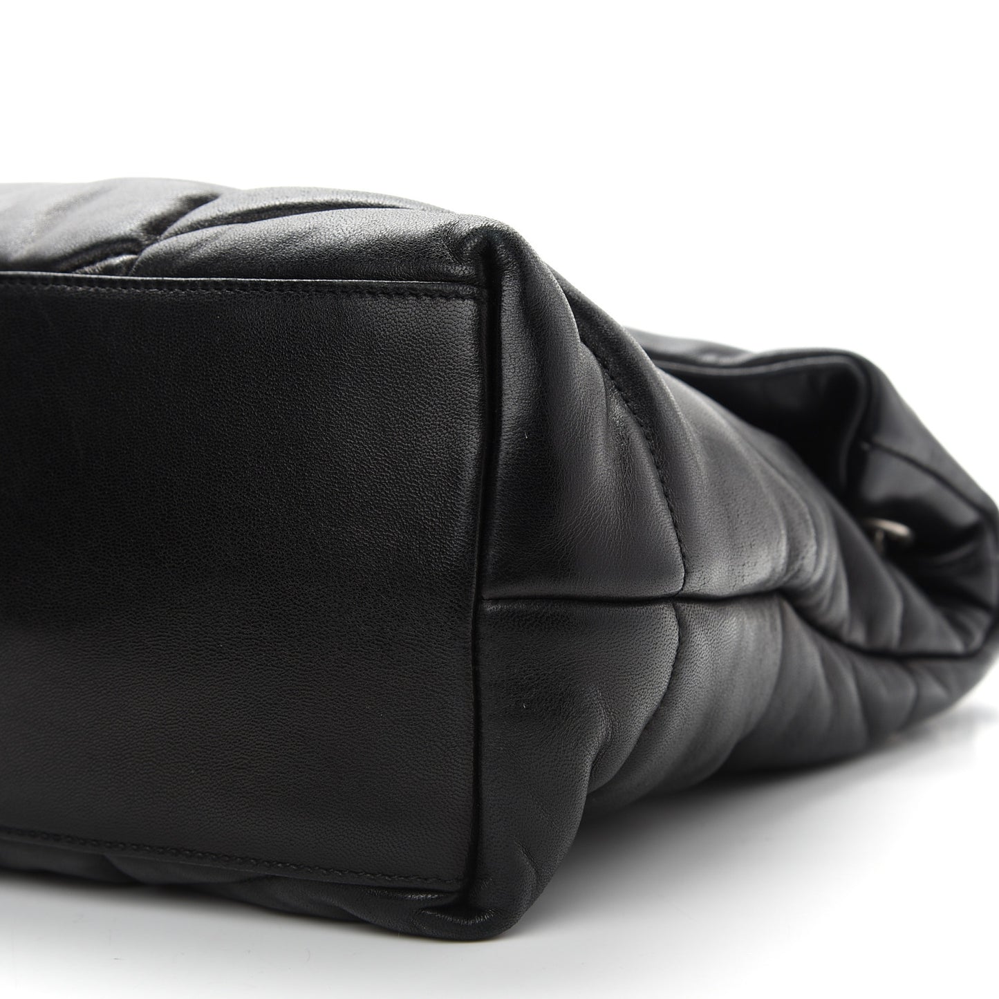 Lambskin Quilted Medium Loulou Puffer Monogram Chain Satchel Black