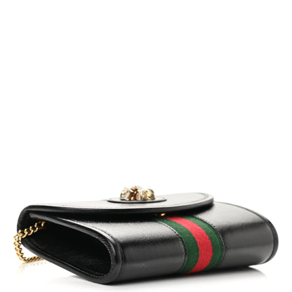 Gucci Textured Calfskin Web Mini Rajah Slim Flap Shoulder Bag Black 4 of 10
