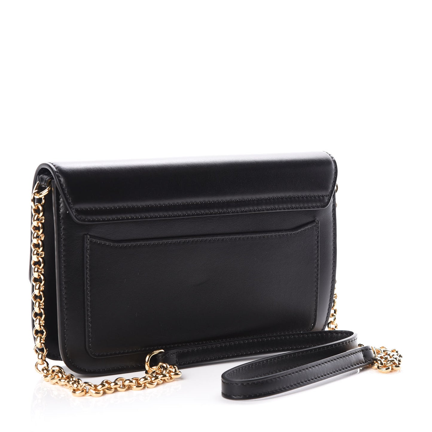 Calfskin Suede C Clutch With Chain Black