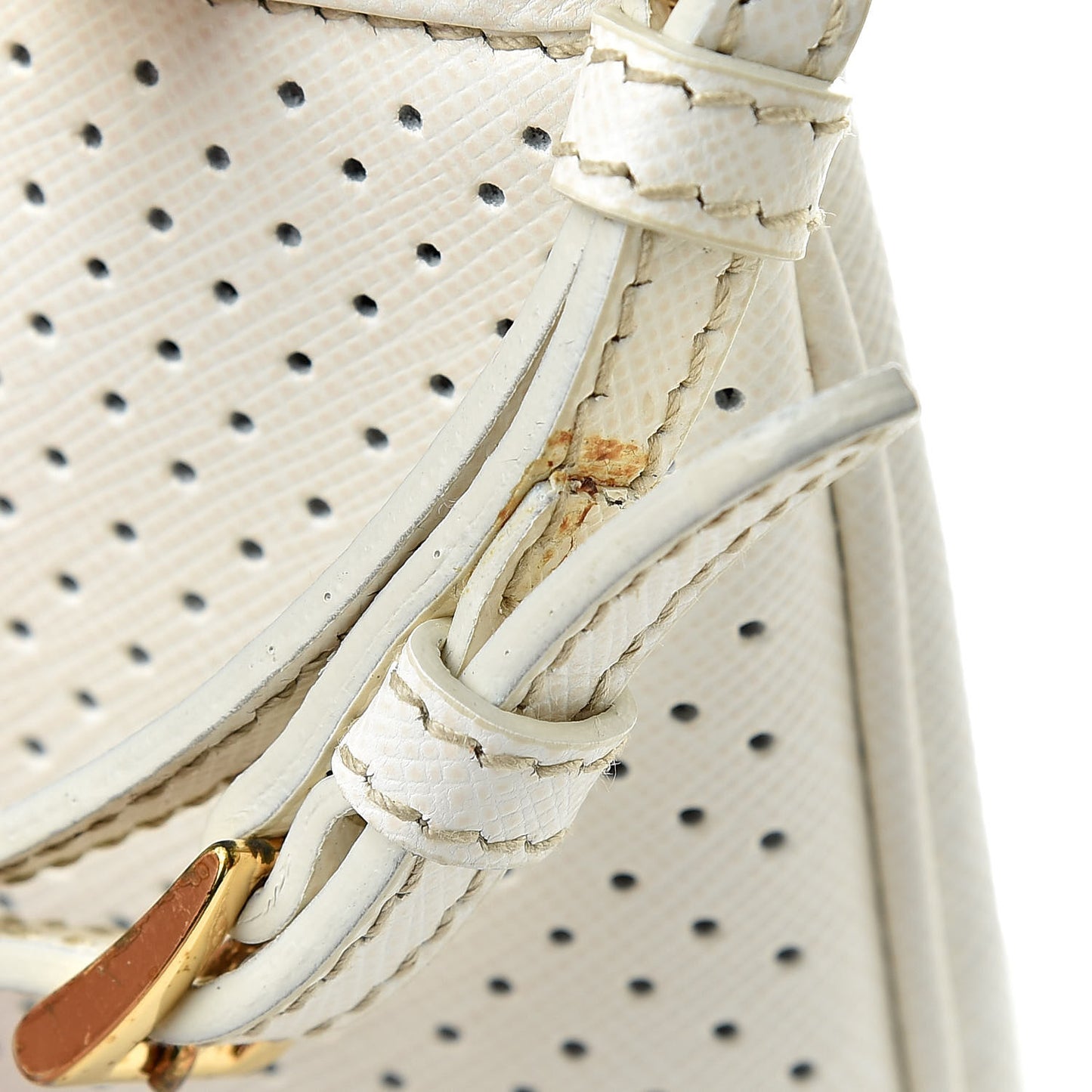 Saffiano Perforated Wristlet White Black