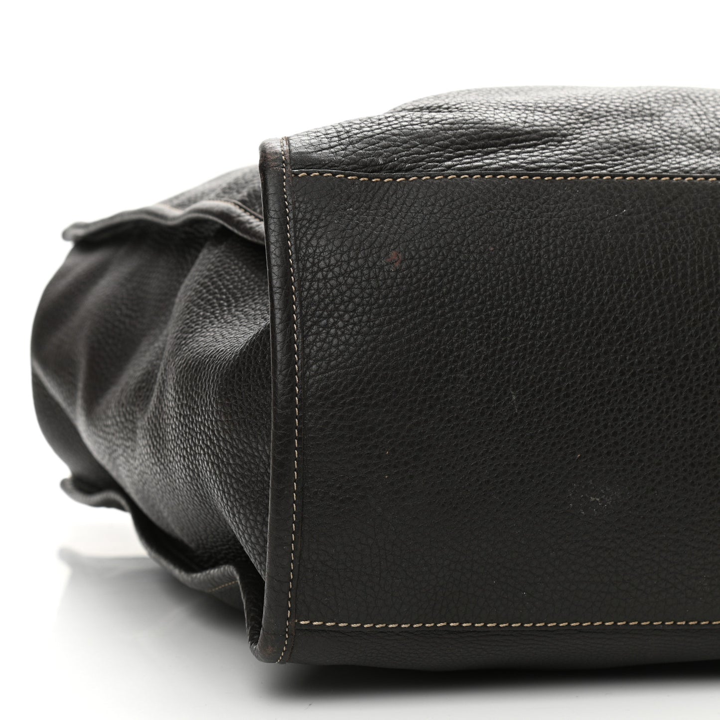 Calfskin Romano Selleria Shopping Media Tote Dark Brown