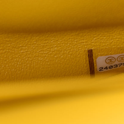 Chanel Caviar Chevron Quilted Jumbo Double Flap Yellow 8 of 11