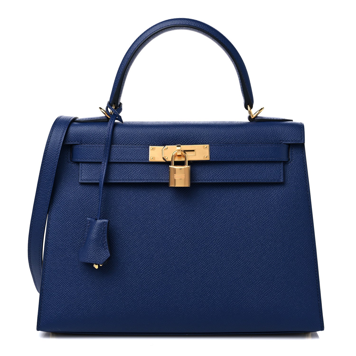 HERMES Epsom Kelly Sellier 28 in the color Bleu Saphir by FASHIONPHILE