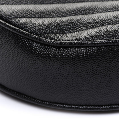 Saint Laurent Grain De Poudre Matelasse Chevron Quilted Round Vinyle Camera Bag Black 8 of 9