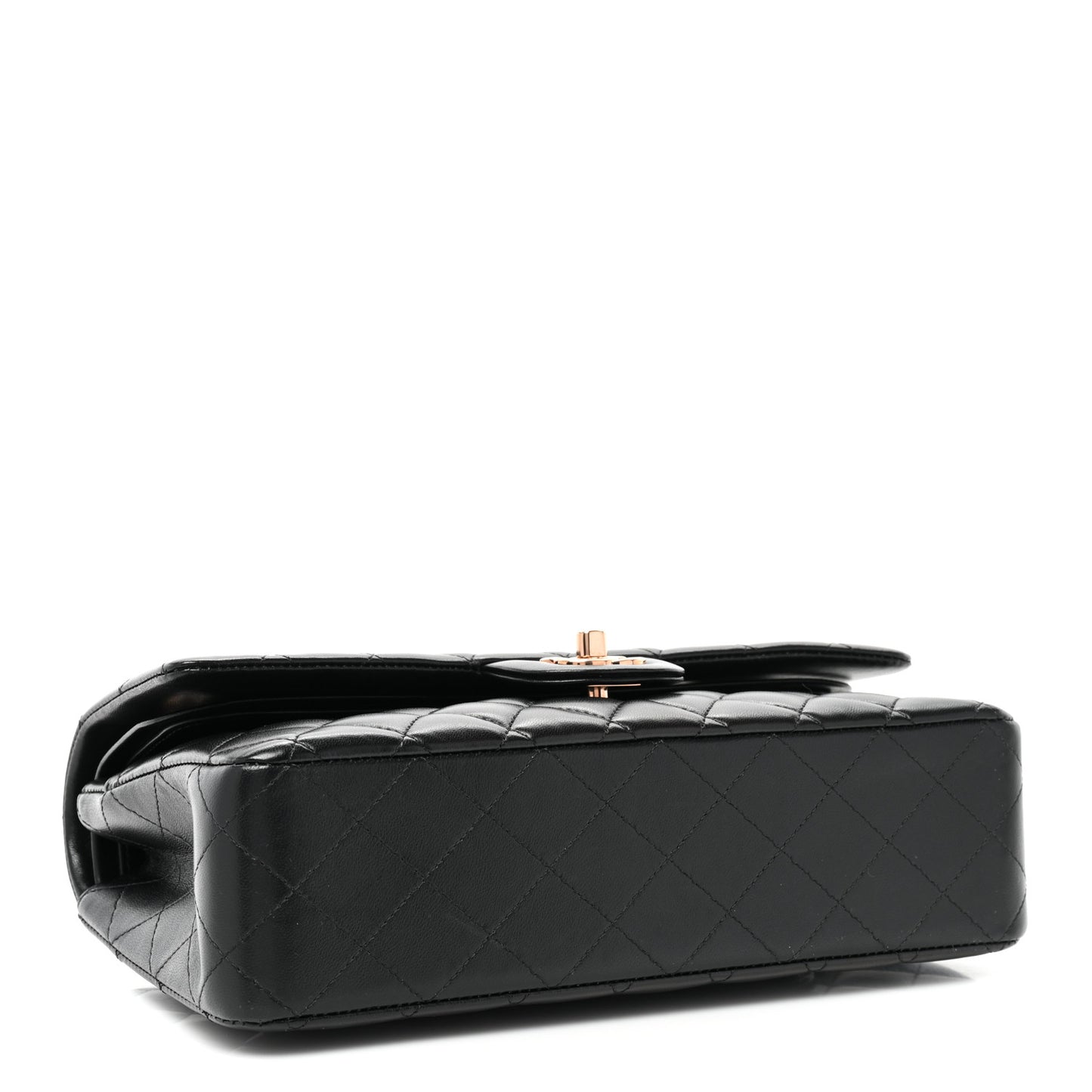 Lambskin Quilted Medium Double Flap Black