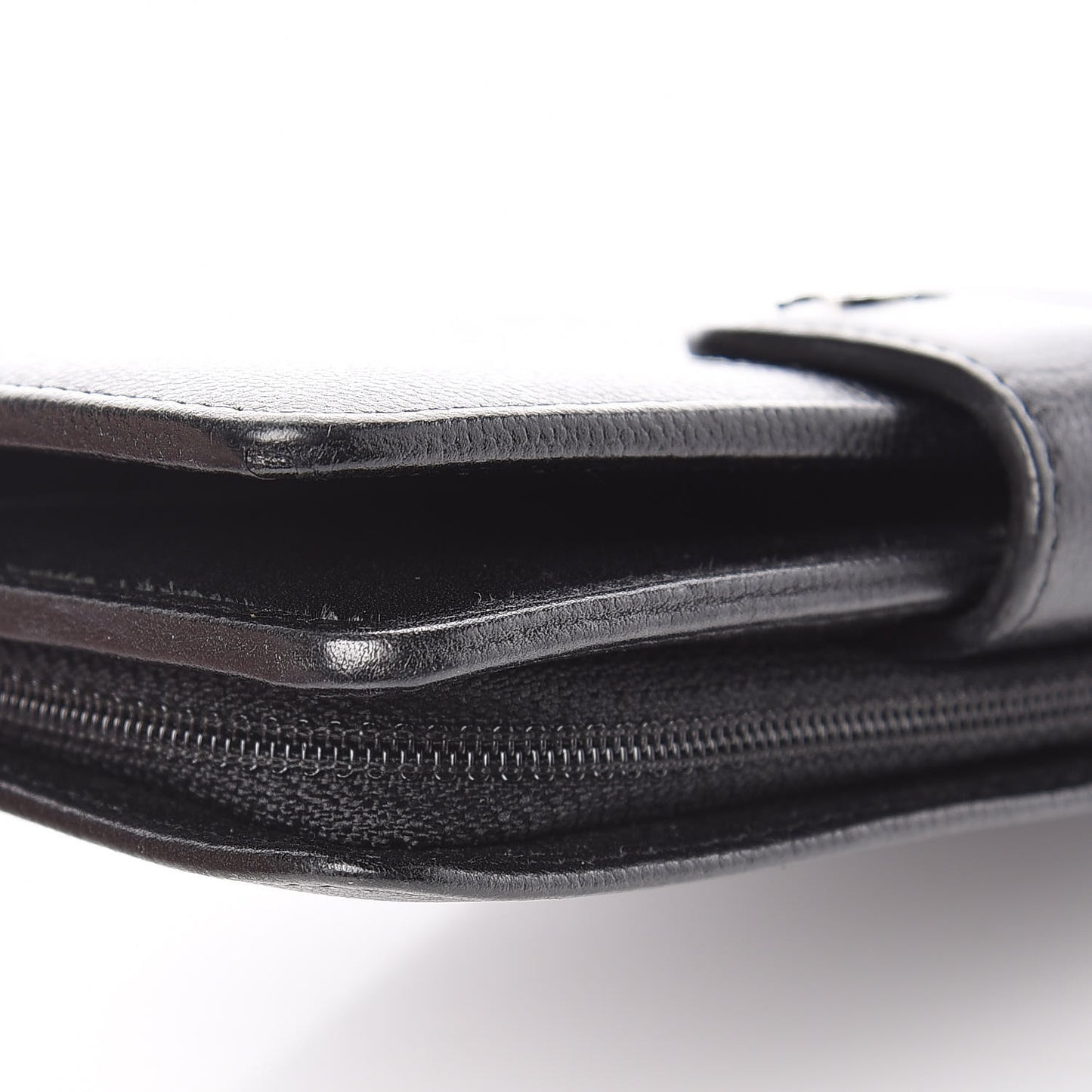 Caviar Sevruga Large Zip Pocket Wallet Black