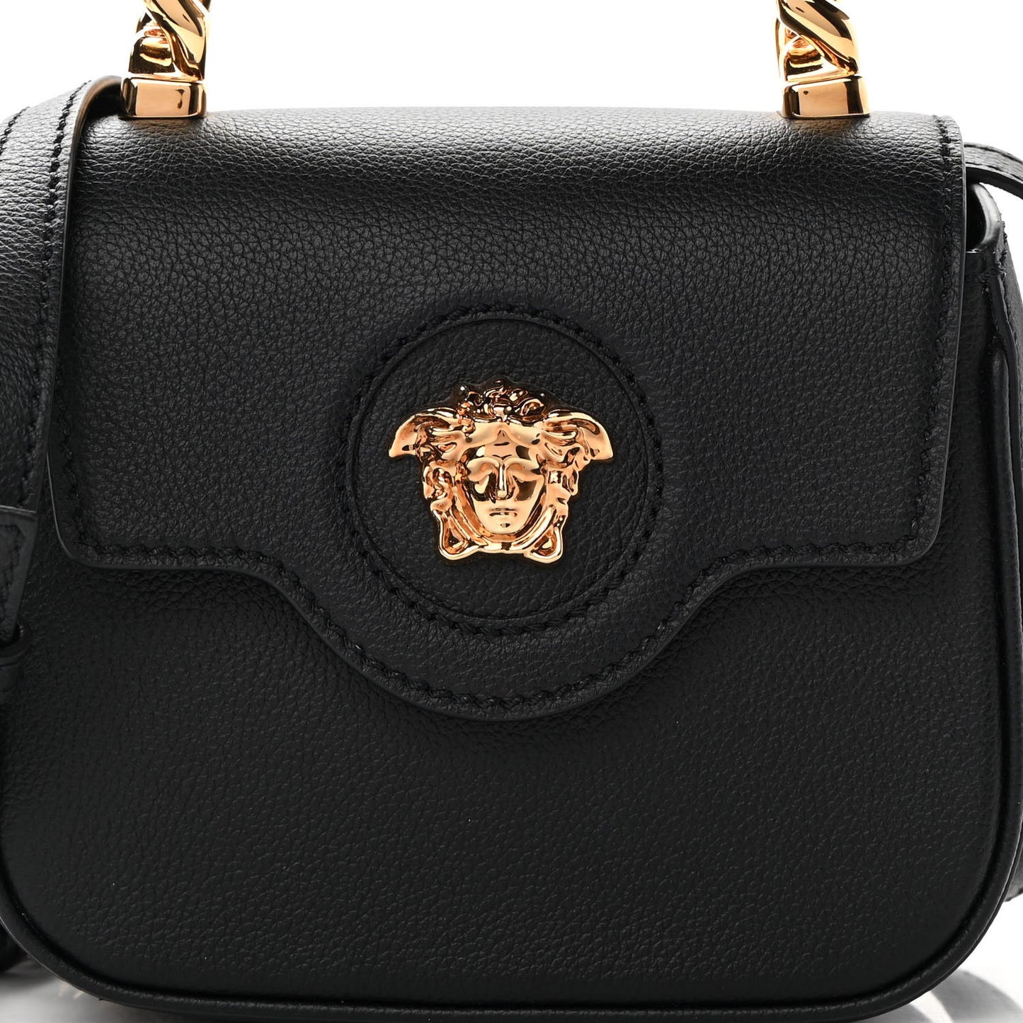 Grained Calfskin Mini La Medusa Bag Black