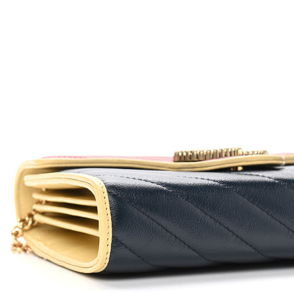 Gucci Azalea Calfskin Matelasse Diagonal Torchon GG Marmont Chain Wallet Blue Agata New Cherry Red Butter 11 of 13