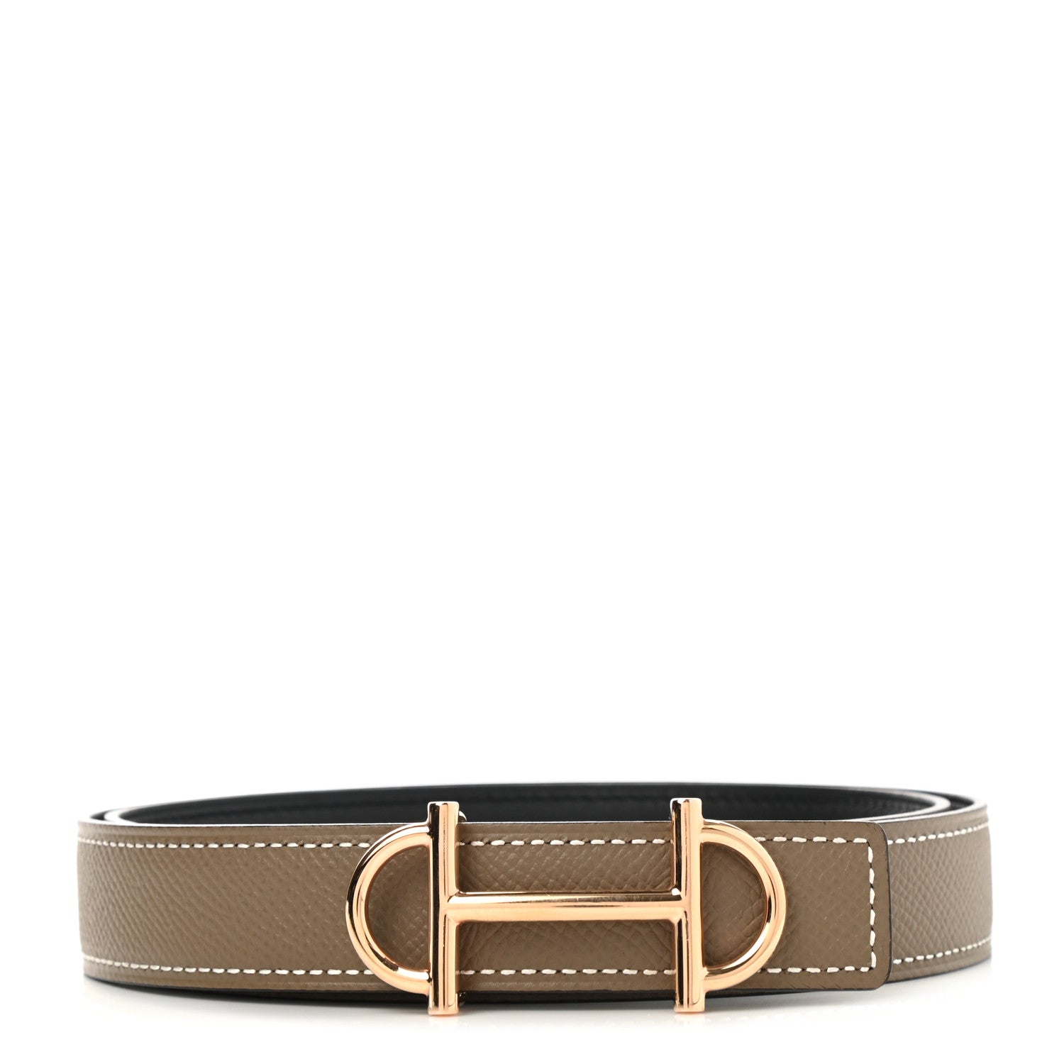 Hermes Swift Epsom 24mm Gamma Belt 80 Black Etoupe 1 of 6