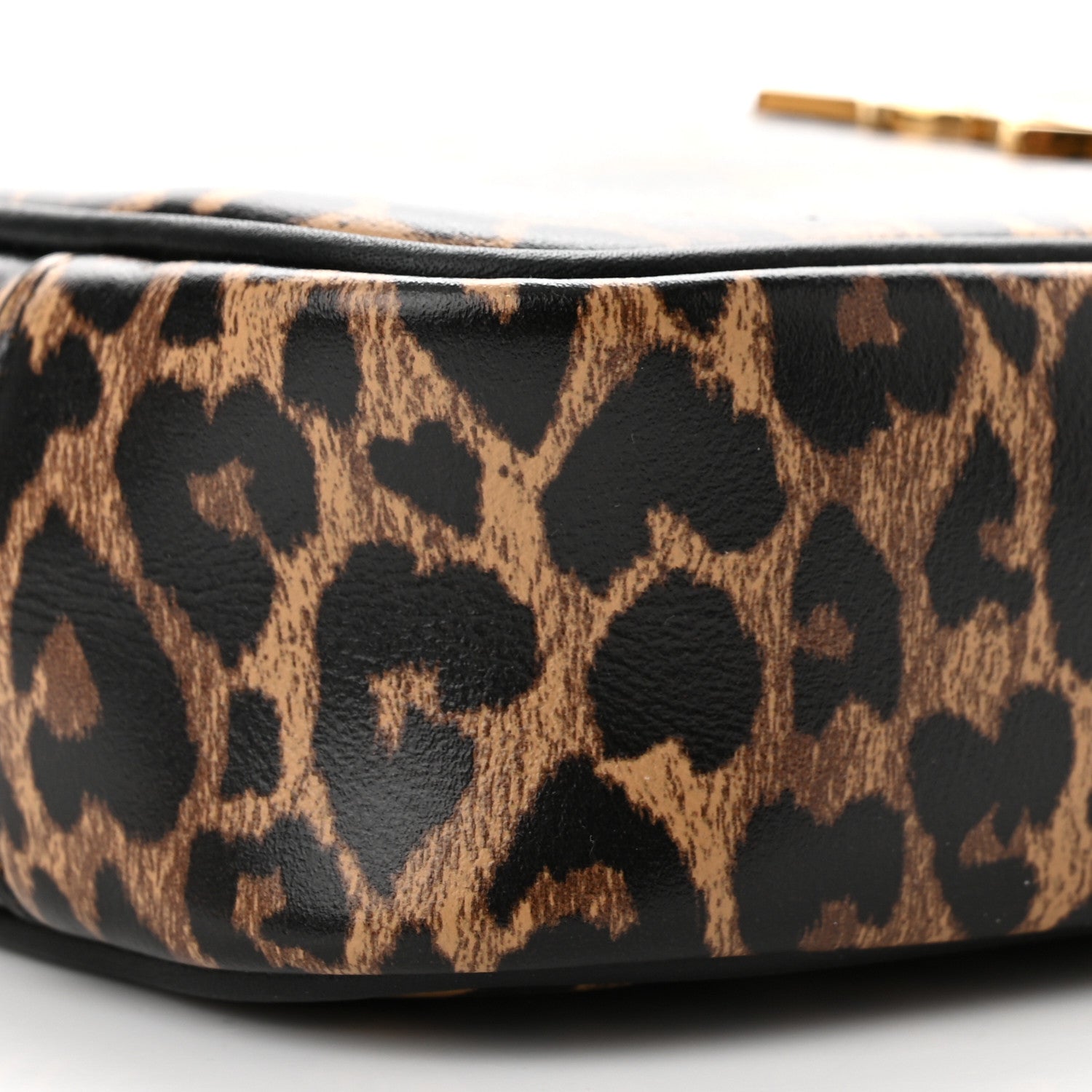 Saint Laurent Calfskin Heart Leopard Print Monogram Mini Lou Camera Bag Toffee 9 of 10