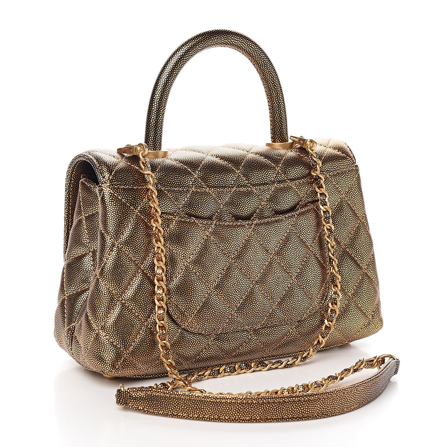 Chanel Metallic Caviar Quilted Mini Coco Handle Flap Gold 1 of 8