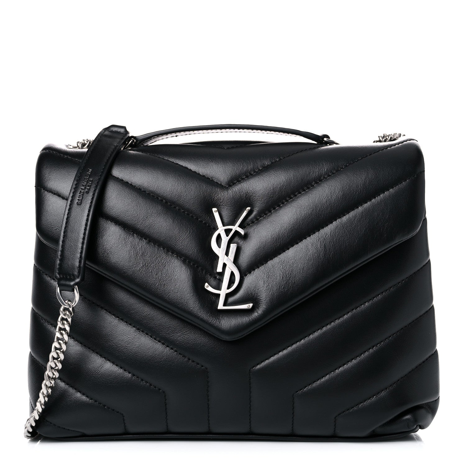 Saint Laurent Calfskin Y Quilted Monogram Small Loulou Chain Satchel Black 1 of 8