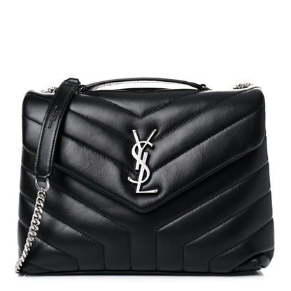 Saint Laurent Calfskin Y Quilted Monogram Small Loulou Chain Satchel Black 1 of 8