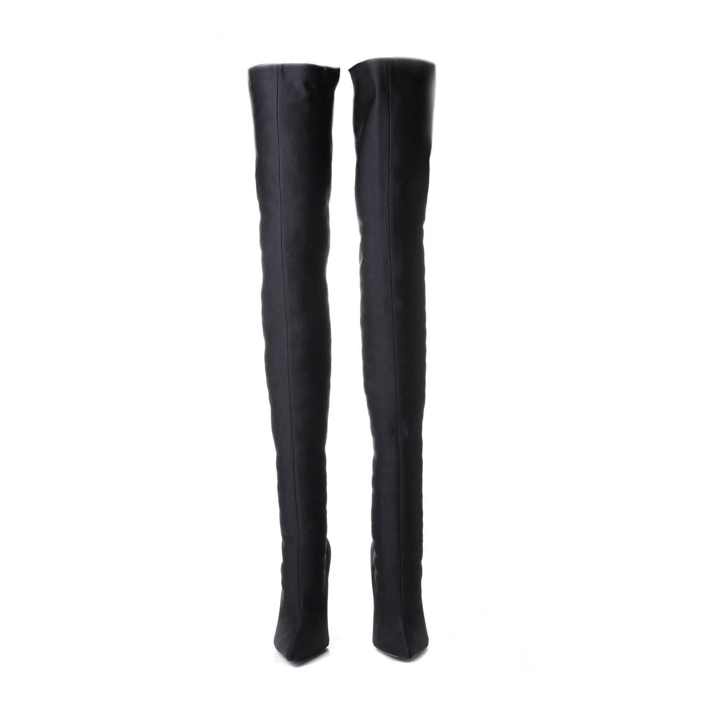 Spandex Pointed Toe Knife Thigh High Boots 38 Black