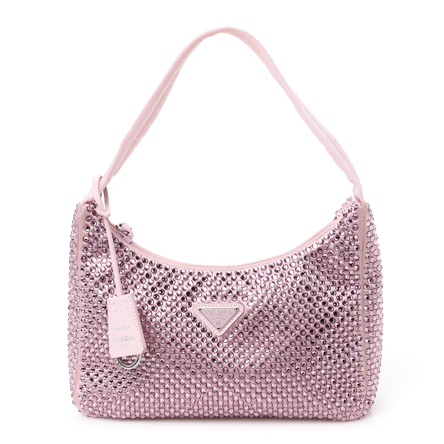 Satin Crystal Mini Re-Edition 2000 Bag Alabastro
