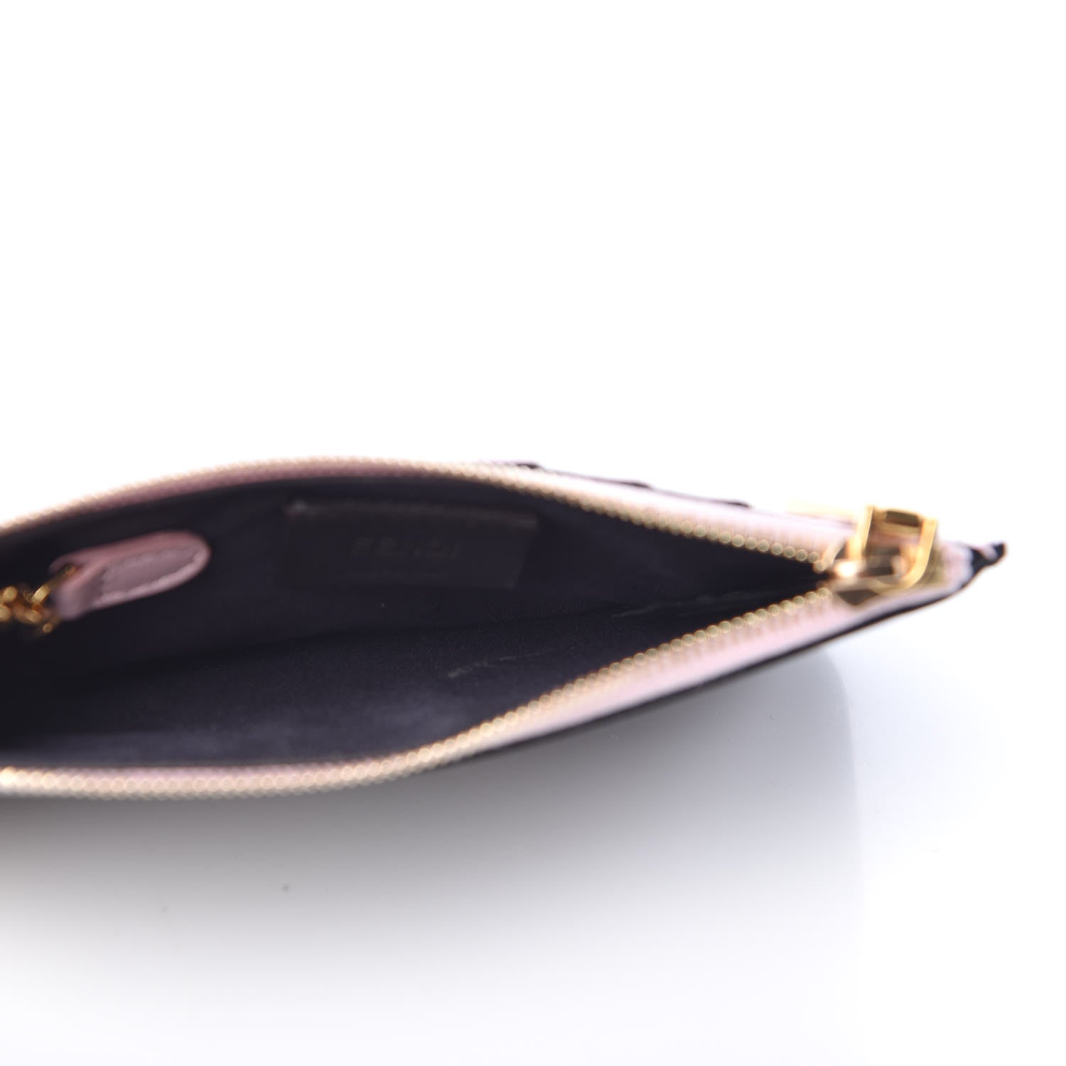 Fendi Vitello Cruise F is Fendi Bi-Color FF 1974 Embossed Key Case Pouch Maya Black Peonia 5 of 10