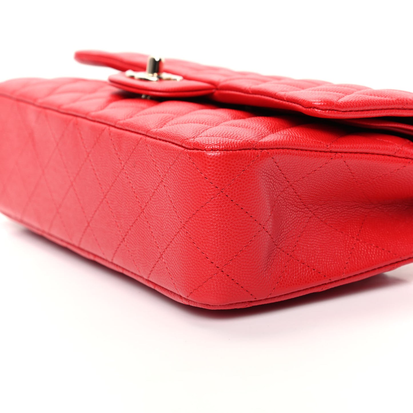 Caviar Quilted Medium Double Flap Red