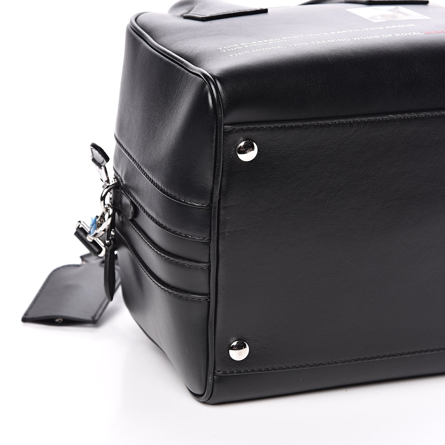 Burberry Smooth Calfskin Montage Print Small Cube Bowling Bag Black 7 of 12